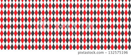 Harlequin red and black pattern background. Diamonds, checks, rhombus, and lozenges form a geometric grid. Vector seamless texture. Used for retro design and fashion prints. Harlequin red and black pattern background. Diamonds, checks, rhombus, and lozenges form a geometric grid. Vector seamless texture. Used for retro design and fashion prints. 132575196