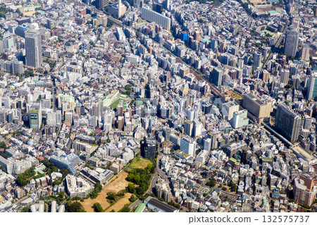 東京澀谷區惠比壽附近城市景觀鳥瞰圖 東京澀谷區惠比壽附近城市景觀鳥瞰圖 132575737