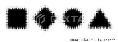 Four geometric shapes arranged in a row with dots. Vector illustration 132575776