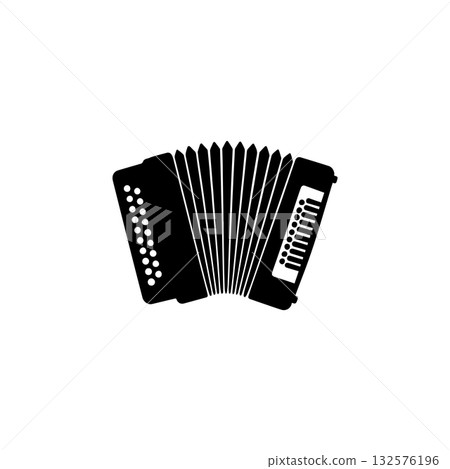 Accordion silhouette musical instrument folk music icon isolated on white background 132576196