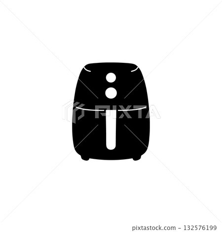 Air fryer silhouette modern kitchen appliance cooking equipment isolated on white background Air fryer silhouette modern kitchen appliance cooking equipment isolated on white background 132576199