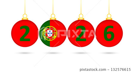 Portugal Flag Christmas Balls 2026 Decoration. Portugal Flag Christmas Balls 2026 Decoration. 132576615