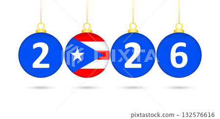 Puerto Rico Flag Christmas Balls 2026 Decoration. Puerto Rico Flag Christmas Balls 2026 Decoration. 132576616