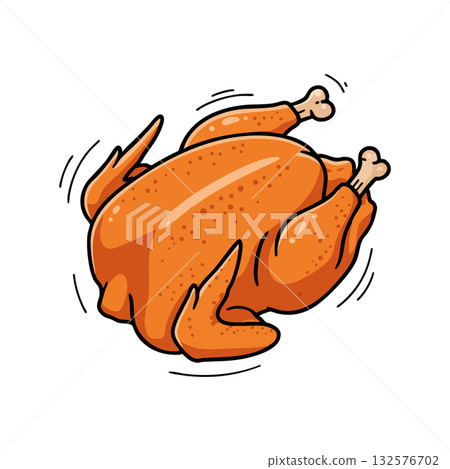 Roasted chicken cartoon style illustration with orange brown colors vector food design Roasted chicken cartoon style illustration with orange brown colors vector food design 132576702