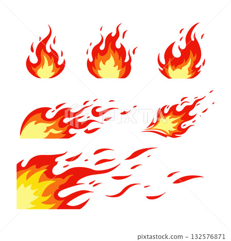Fire flame icons and burning fire illustrations with red and yellow colors vector set Fire flame icons and burning fire illustrations with red and yellow colors vector set 132576871