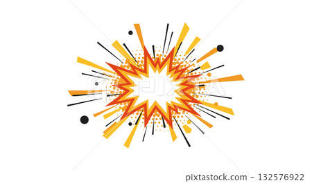 Explosive Burst Star Shape Vector with Orange and Black Colors and Radiating Lines Explosive Burst Star Shape Vector with Orange and Black Colors and Radiating Lines 132576922