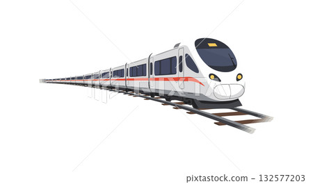 High speed modern train on railway tracks vector illustration with white and red design 132577203
