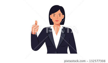 Businesswoman showing thumbs up gesture in formal suit vector illustration Businesswoman showing thumbs up gesture in formal suit vector illustration 132577308