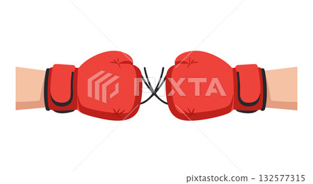 Boxing Gloves Red Fist Bump Vector Illustration for Sport and Fitness Equipment Boxing Gloves Red Fist Bump Vector Illustration for Sport and Fitness Equipment 132577315
