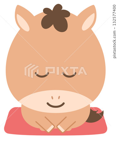 一匹馬坐著鞠躬。 132577400