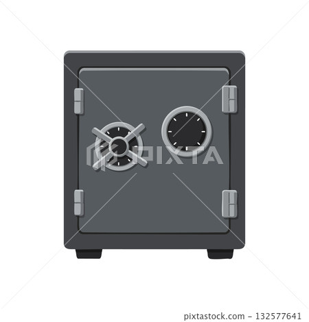 Secure metal safe with combination lock and handle for valuables protection vector illustration 132577641