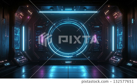 Minimal Futuristic Data Panel for AI Dashboard UI. AI themed Background. Generated Image 132577651