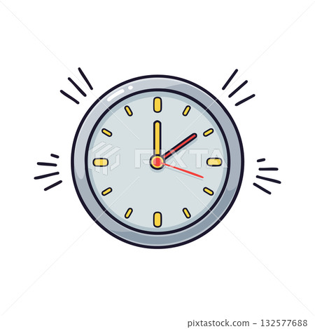 Wall Clock Illustration Showing Time with Yellow Details and Red Second Hand Vector Wall Clock Illustration Showing Time with Yellow Details and Red Second Hand Vector 132577688