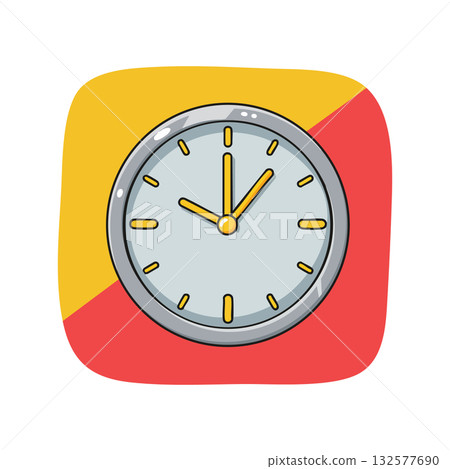 Wall clock icon with yellow and red background vector illustration simple design Wall clock icon with yellow and red background vector illustration simple design 132577690