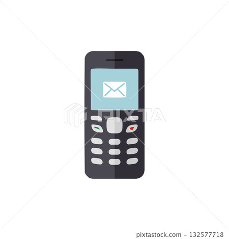 Old mobile phone with message icon on screen vector illustration design Old mobile phone with message icon on screen vector illustration design 132577718