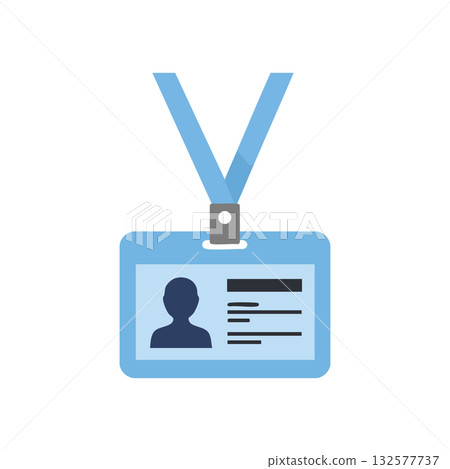 Identification badge with blue lanyard vector illustration for personal access and security use Identification badge with blue lanyard vector illustration for personal access and security use 132577737
