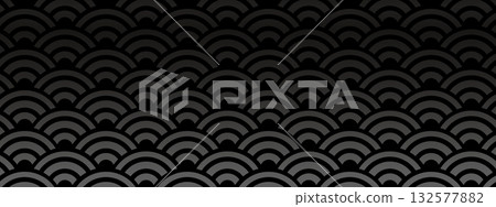 Luxurious gradient banner with Seigaiha pattern in black 132577882