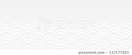 Luxurious Seigaiha pattern gradient banner in white 132577883