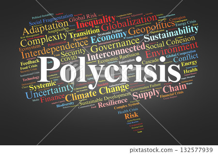 Polycrisis Word Cloud. Key Concepts On Interconnected Global Risks, Systemic Challenges, Climate, Economy, Security, And Human Resilience In The Modern World. Polycrisis Word Cloud. Key Concepts On Interconnected Global Risks, Systemic Challenges, Climate, Economy, Security, And Human Resilience In The Modern World. 132577939