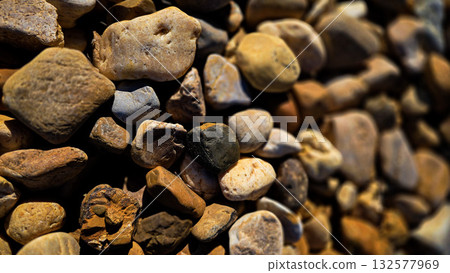 texture of a natural assortment of pebbles and river stones in warm earth tones, ideal for landscaping, garden borders, pathways, or decorative rock surfaces texture of a natural assortment of pebbles and river stones in warm earth tones, ideal for landscaping, garden borders, pathways, or decorative rock surfaces 132577969