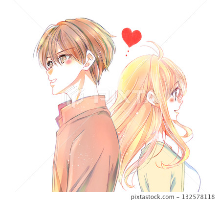 背靠背的男人和女人，秋天，愛情 132578118