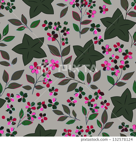 Beautiful lantana or Brazil verbena flowers seamless summer floral pattern. Watercolor painting. Hand drawn illustration. For fabric or wallpaper. 132578124