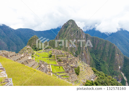 Archaeological remains of Machu Picchu located in the mountains of Cusco. Archaeological remains of Machu Picchu located in the mountains of Cusco. 132578160