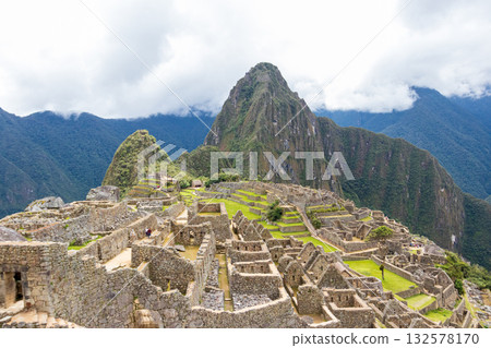Archaeological remains of Machu Picchu located in the mountains of Cusco. Archaeological remains of Machu Picchu located in the mountains of Cusco. 132578170