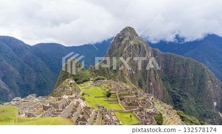 Archaeological remains of Machu Picchu located in the mountains of Cusco. Archaeological remains of Machu Picchu located in the mountains of Cusco. 132578174