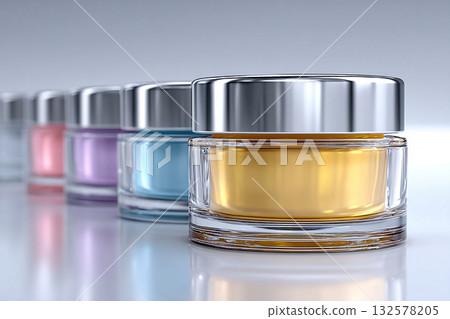 Trendy for social media ads. Packaging mockup. Makeup containers. Design element. Empty labels for branding. 132578205