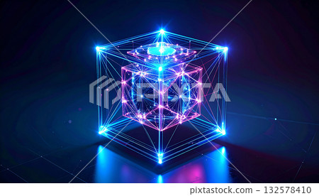 Quantum Lock Encryption Device . Artificial Intelligence concept. Generated Image 132578410