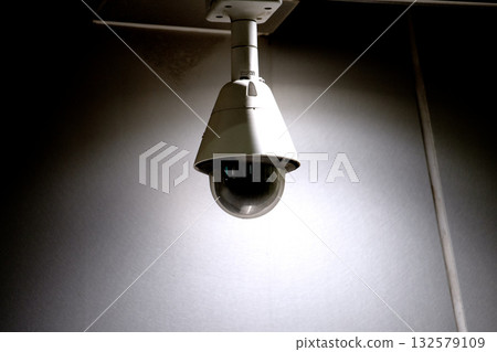 Tokyo cityscape in Japan. Security camera on a street corner. Nihonbashi. Camera at COREDO Nihonbashi seen from the sidewalk. 132579109