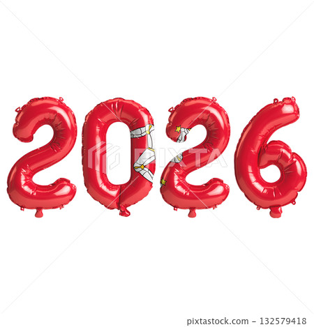 Isle of MaIsle of Mann flag colors 2026 3d illustration, balloon numbers 3d.. 132579418