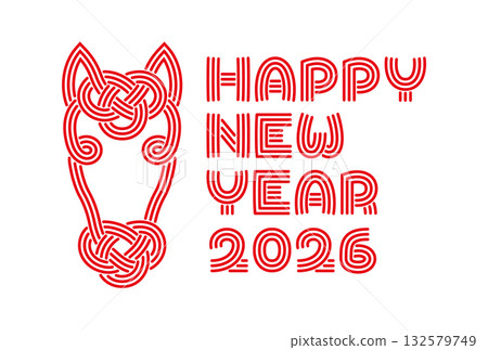 Horse Mizuhiki New Year's card, 2026, Year of the Horse, Happy New Year, Simple design Horse Mizuhiki New Year's card, 2026, Year of the Horse, Happy New Year, Simple design 132579749