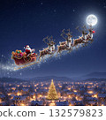 Santa shining in the night sky 132579823