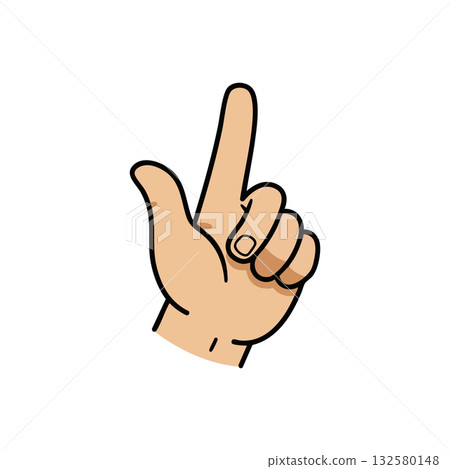 Hand gesture pointing up with index finger vector illustration simple style 132580148