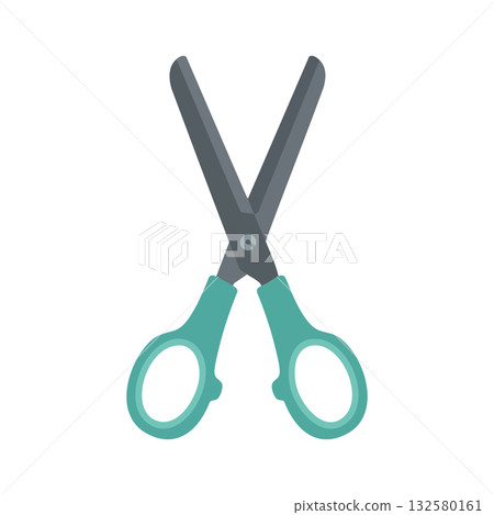 Scissors with teal handles and dark gray blades for cutting and crafting tools vector illustration 132580161