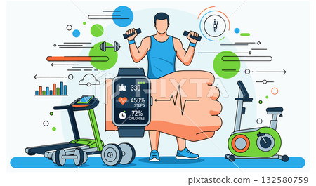 Fitness Tracker Smartwatch Monitoring Workout 132580759