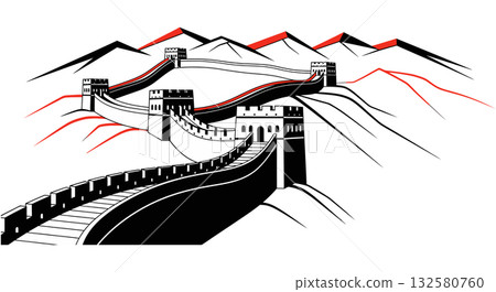 Majestic Great Wall of China Mountain View 132580760
