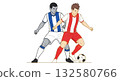 Two Soccer Players Dribbling the Ball Illustration 132580766