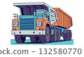 Cartoon Styled Mine Dump Truck Illustration 132580770