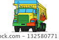 Colorful Dump Truck on Pink Background Illustration 132580771