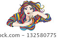 Colorful Haired Woman With Quirky Expression 132580775