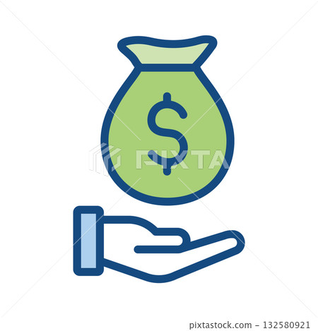Money Bag with Hand and Dollar Sign Icon Money Bag with Hand and Dollar Sign Icon 132580921
