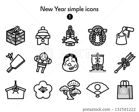 Simple Icon Collection New Year 132581222