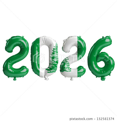 Norfolk Islana Norfolk Island flag colors 2026 3d illustration, balloon numb.. 132581374