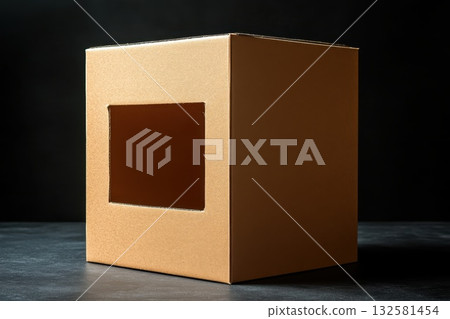 empty white box on wooden background 132581454