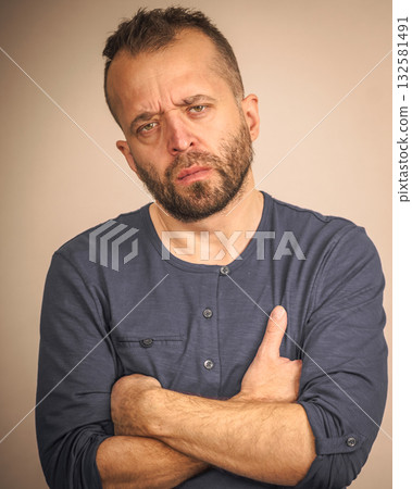Adult man frown on 132581491