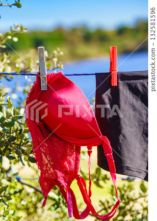 Clothes hanging to dry outdoor Clothes hanging to dry outdoor 132581596