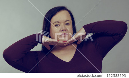 Sad woman showing her face 132582393